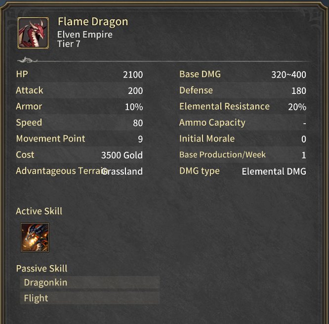 Pennon and Battle Elven Empire, Flame Dragon